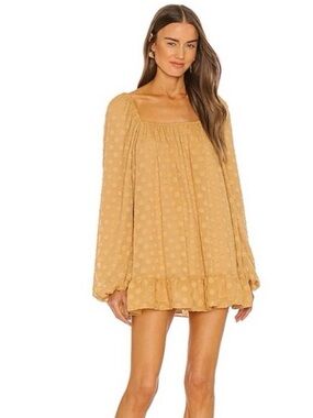 Show me Your MUMU Briar Long Sleeve Mini Shift Dress in Golf Polka Dot-S